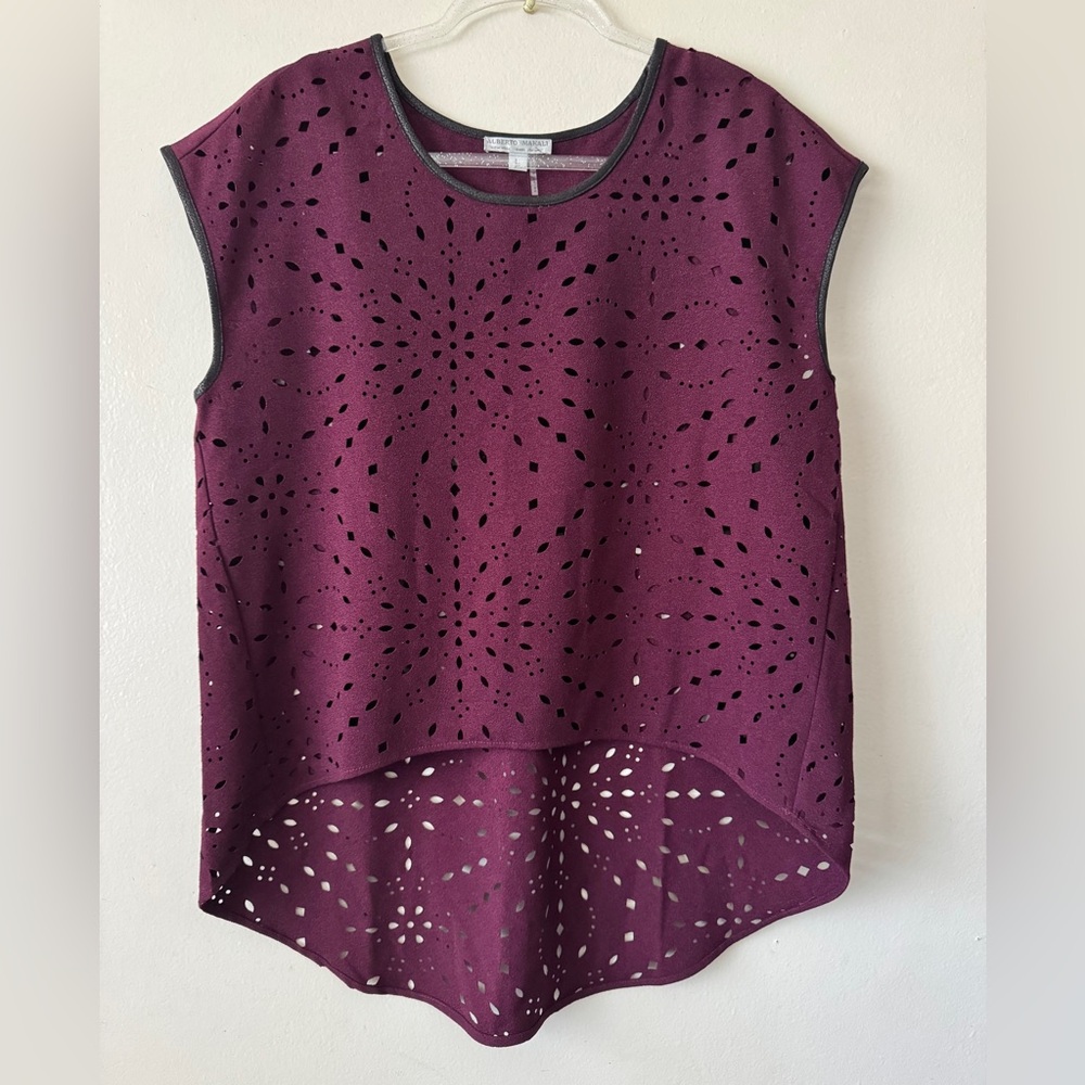 Alberto Makali Purple and Pink Boxy High Low Blouse